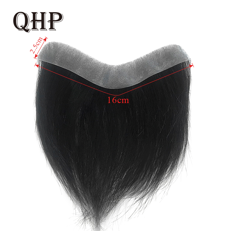 Men Toupee 2.5x16cm 100% India Human Hair Piece For Mens V Loop Toupee Wig 6