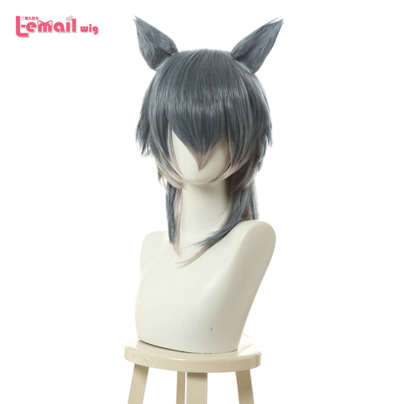 L-email wig Beastars Legoshi Cosplay Wigs Wolf Mix Grey Short Men Cosplay Wig with Ears Halloween Heat Resistant Synthetic Hair