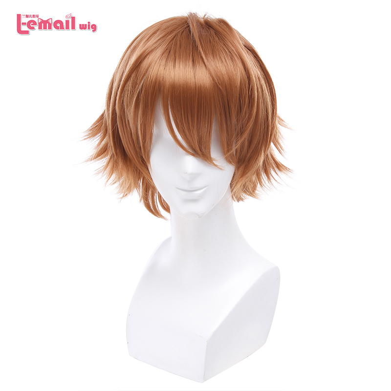 L-email wig Brand New Men Ouma Shu Cosplay Wigs 30cm/11.81inches Brown Heat Resistant Short Synthetic Hair Perucas Cosplay Wig