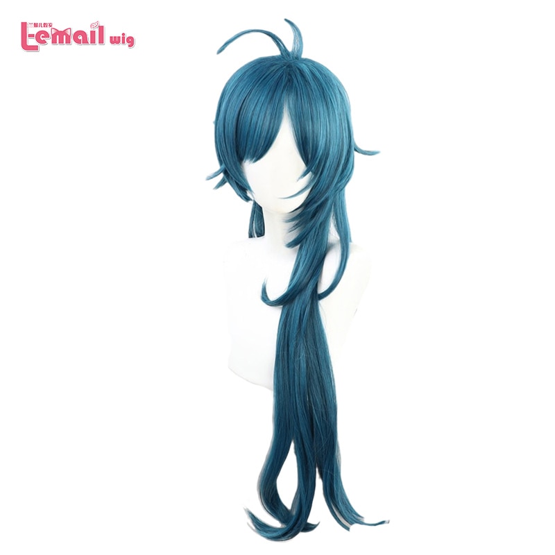L-email wig Game Genshin Impact Kaeya Cosplay Wigs Blue Wavy Long Men Wig Heat Resistant Synthetic Hair Halloween