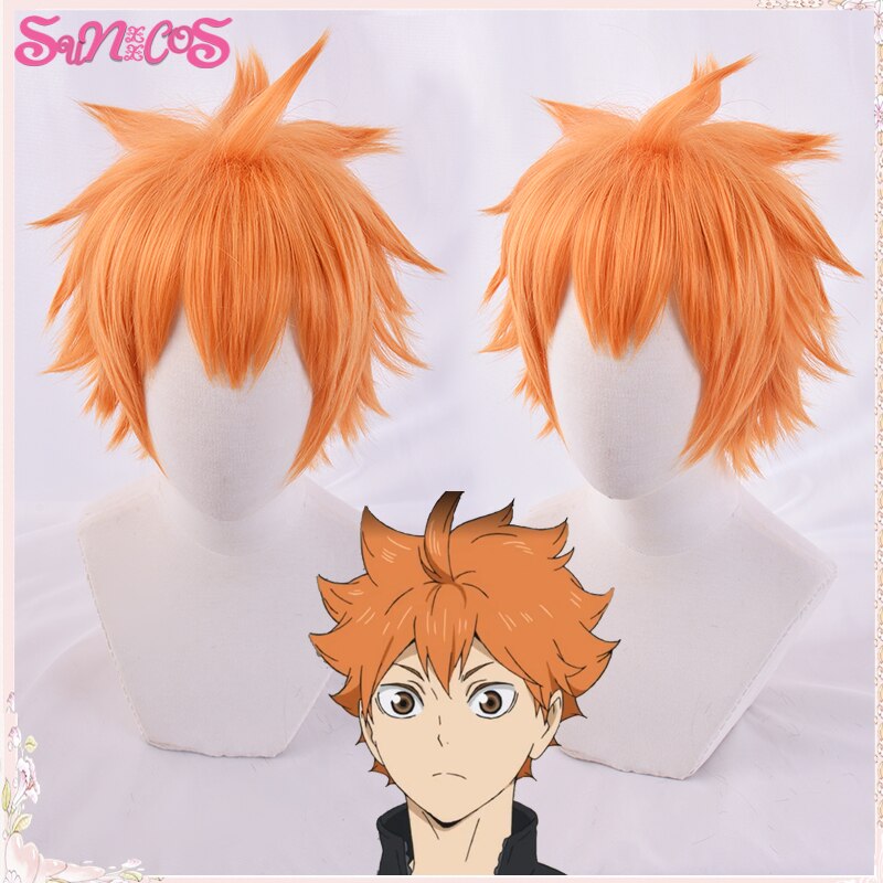 Haikyuu!! Karasuno Syouyou Hinata Shoyo Orange Wig Cosplay Costume Heat Resistant Synthetic Hair Haikiyu Men Free Wig Cap