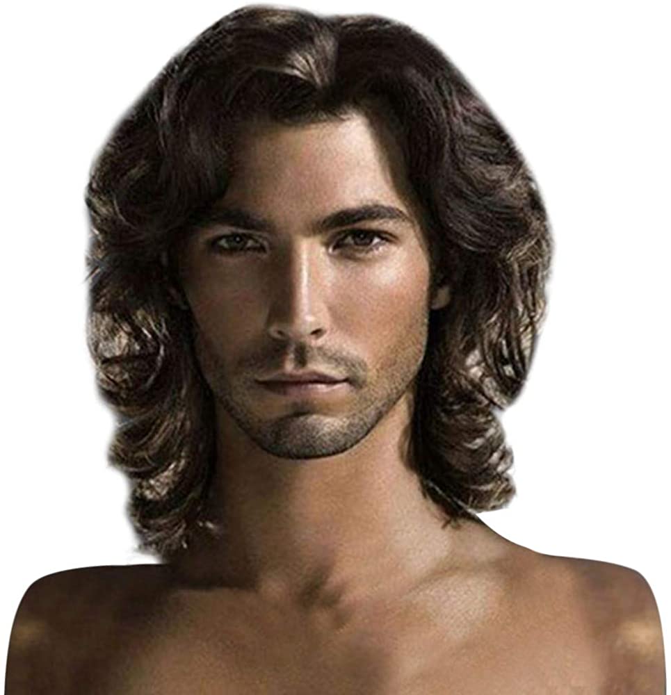 Best Quality New wholesale Aircraft Boy Wig Men Handsome Short Curly Hair Male Hair Fleeciness Realistic Wig Inclined Bang Soft