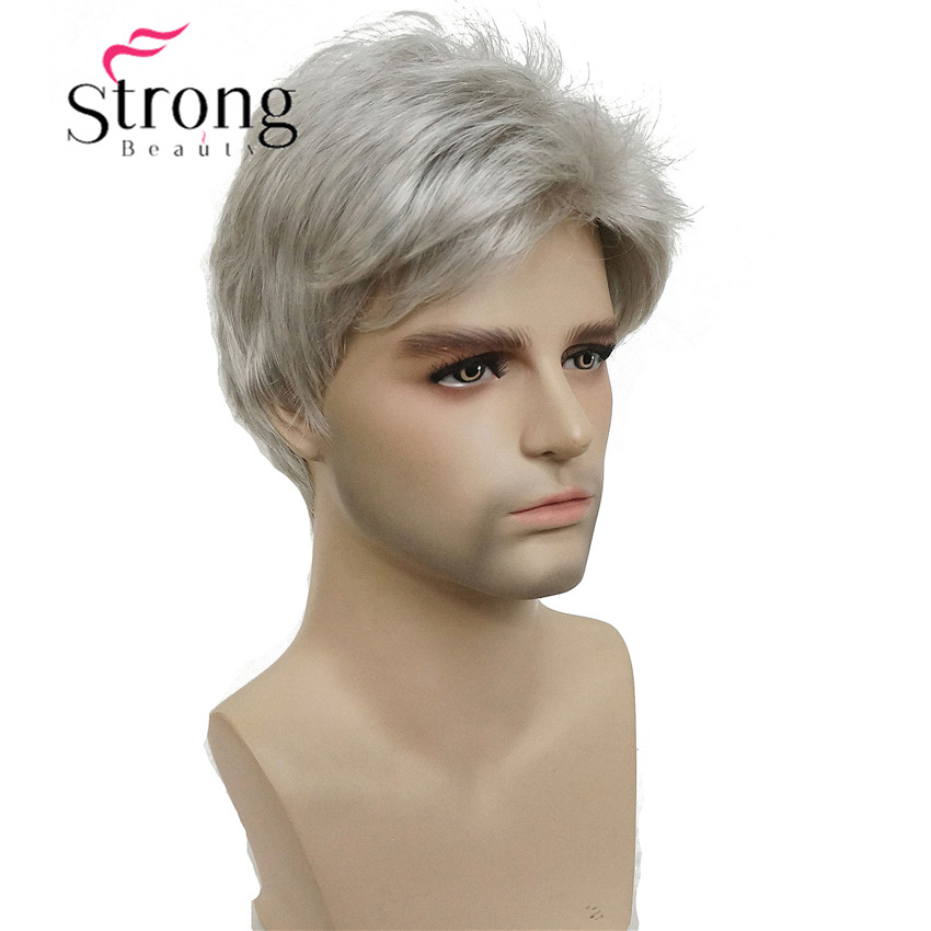 StrongBeauty Short Silver gray Wig Mens Short Synthetic Hair Wigs COLOUR CHOICES