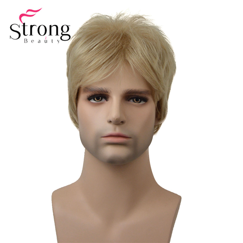 StrongBeauty Blonde Short Striaght Full Synthetic Wig for Men Male Hair Fleeciness Realistic Wigs COLOUR CHOICES