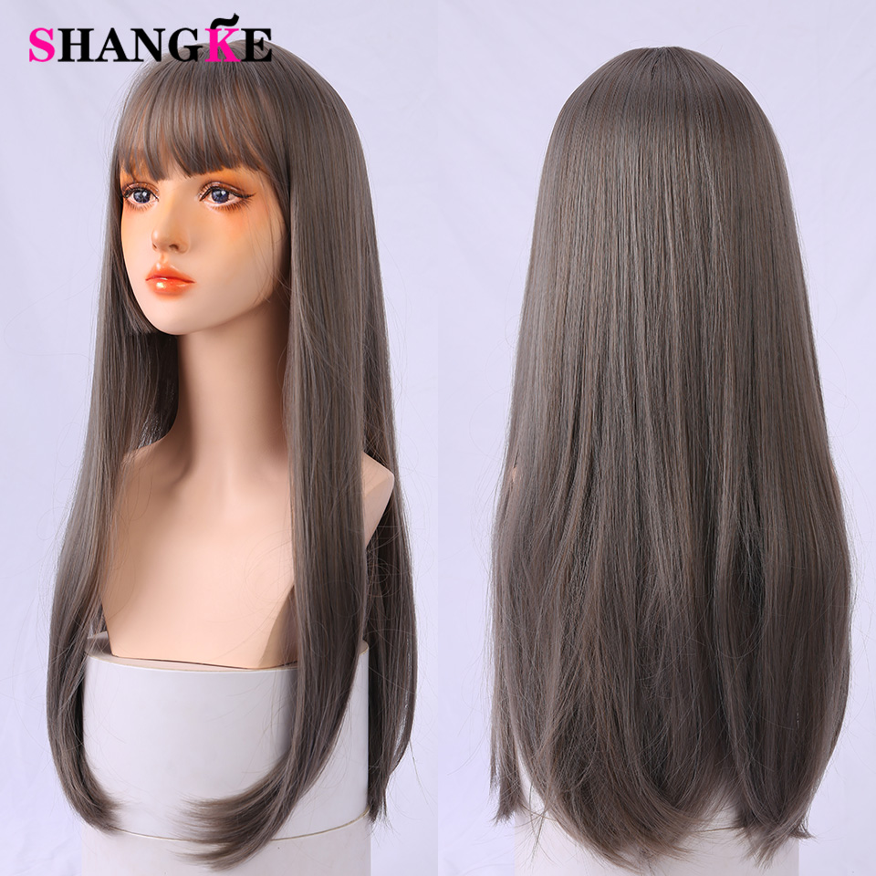 SHANGKE Cosplay Wig Long Straight Synthetic Wig With Bangs Wigs for Women African American Lolita wig Cosplay Wig