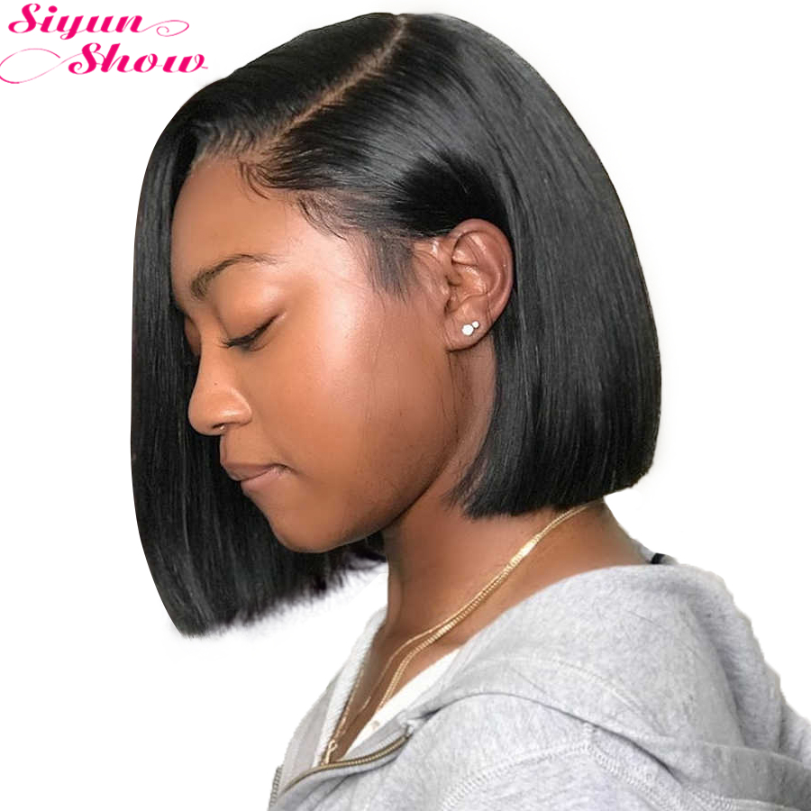 250 Density Short Bob Wig Lace Front Human Hair Wigs Pre Plucked Remy Brazilian Straight Bob Lace Front Wigs For Women Full
