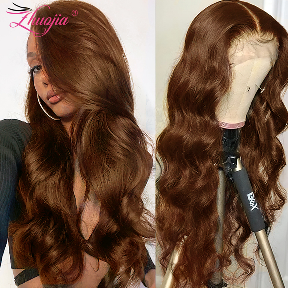 4# Brown Body Wave Lace Front Wig Transparent 13x4 Lace Frontal Wig Human Hair Wigs For Women Pre Plucked 99J Brazilian Hair Wig