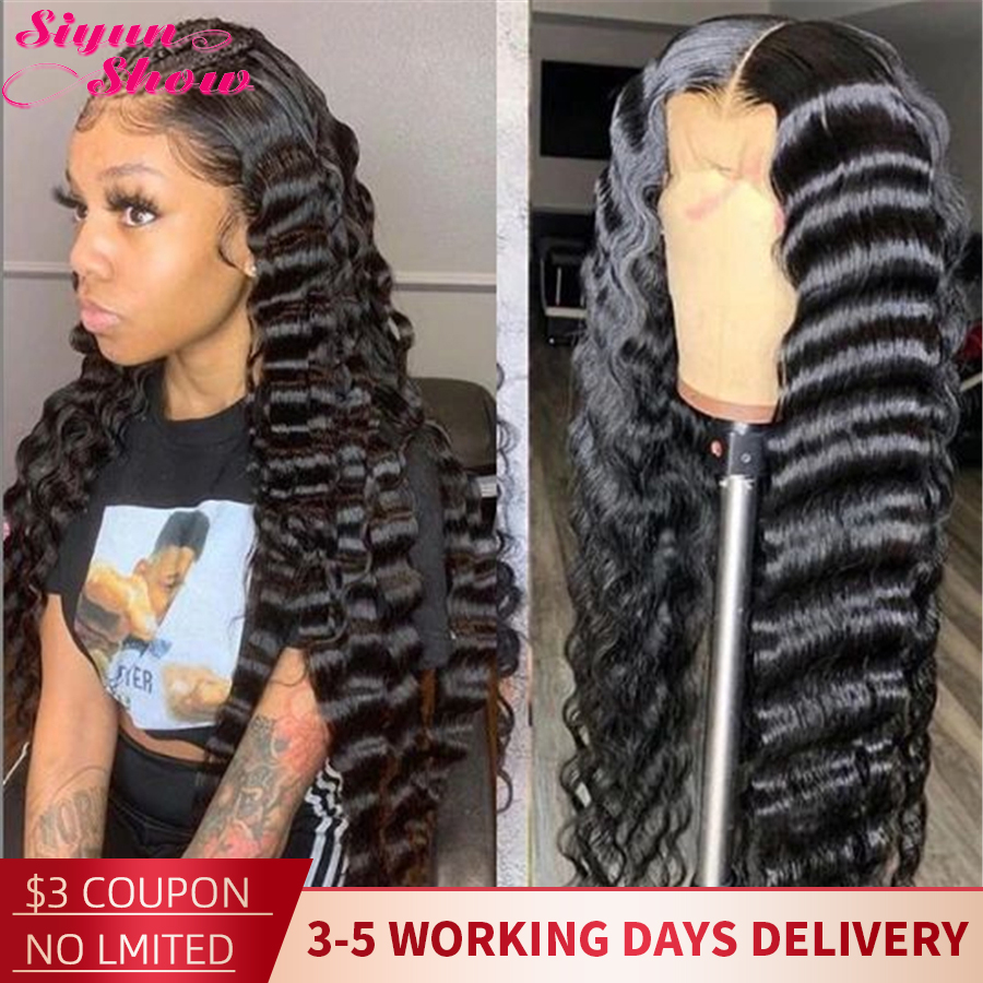 30 Inch Brazilian Loose Deep Wave Wig Curly 360 Lace Frontal Wig Preplucked Remy 13x6 Lace Front Human Hair Wigs For Black Women
