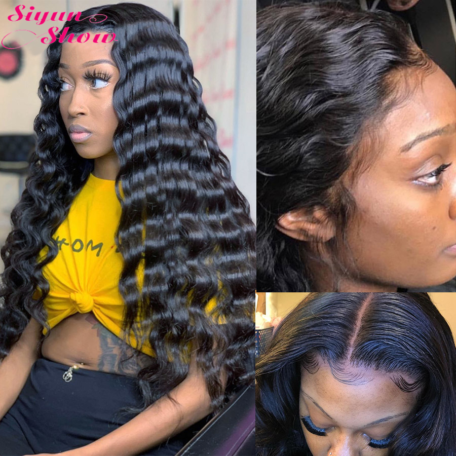 Siyun Show 250 Density Lace Wig Long 30 Inch Loose Deep Wave Wig Remy 13x6 Lace Front Human Hair Wigs For Women Pre Plucked
