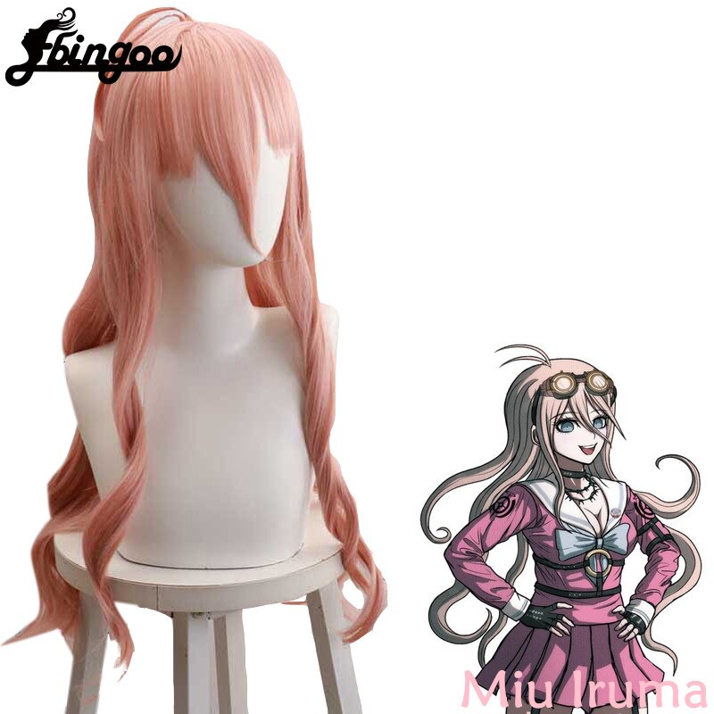 【Ebingoo】DanganRonpa Cosplay Wig Miu Iruma Costume Play Woman Adult Wigs Halloween Anime Game Hair free shipping + wig cap