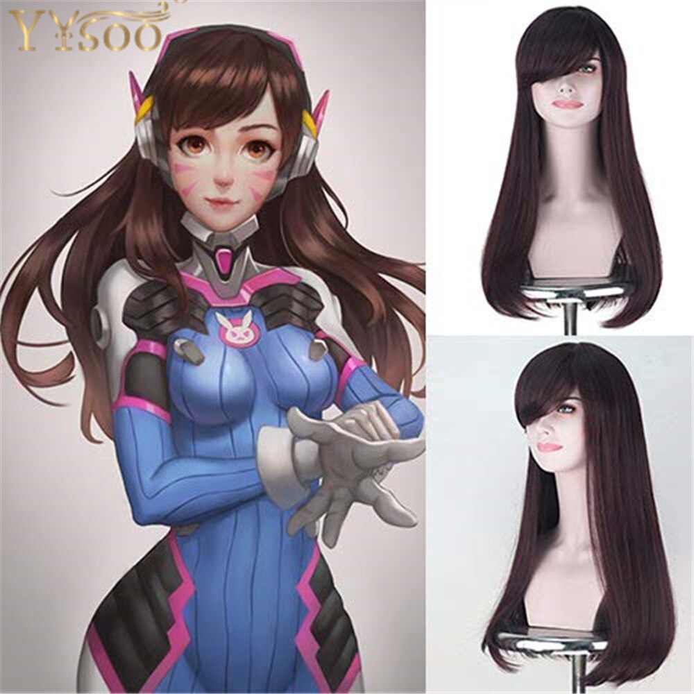 YYsoo Long Girl's Cosplay Wig Sewing Machine Synthetic Long Brown Natural Wave Girl Fashion Cosplay Costume Wig for Women