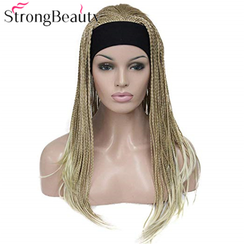 StrongBeauty Long Braided Wigs Braiding Crochet Hair Synthetic Women Wig With Headband