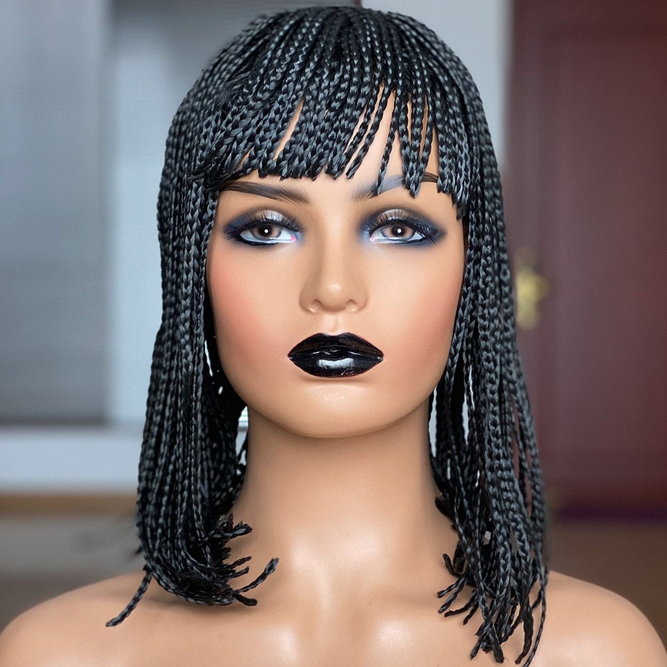 Umot Braiding Hair Wig 12 26 inch Braided Wigs For Black Women Ombre Synthetic Barids Short Long Synthetic Box Braided Wigs