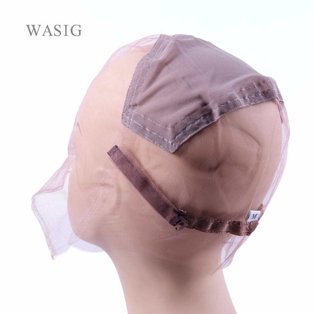 1Pc  Brown  Full Lace Wig Cap Base For Making Full Hand Made Wigs With Adjustable Straps Glueless Weaving Cap Customize Hairnets