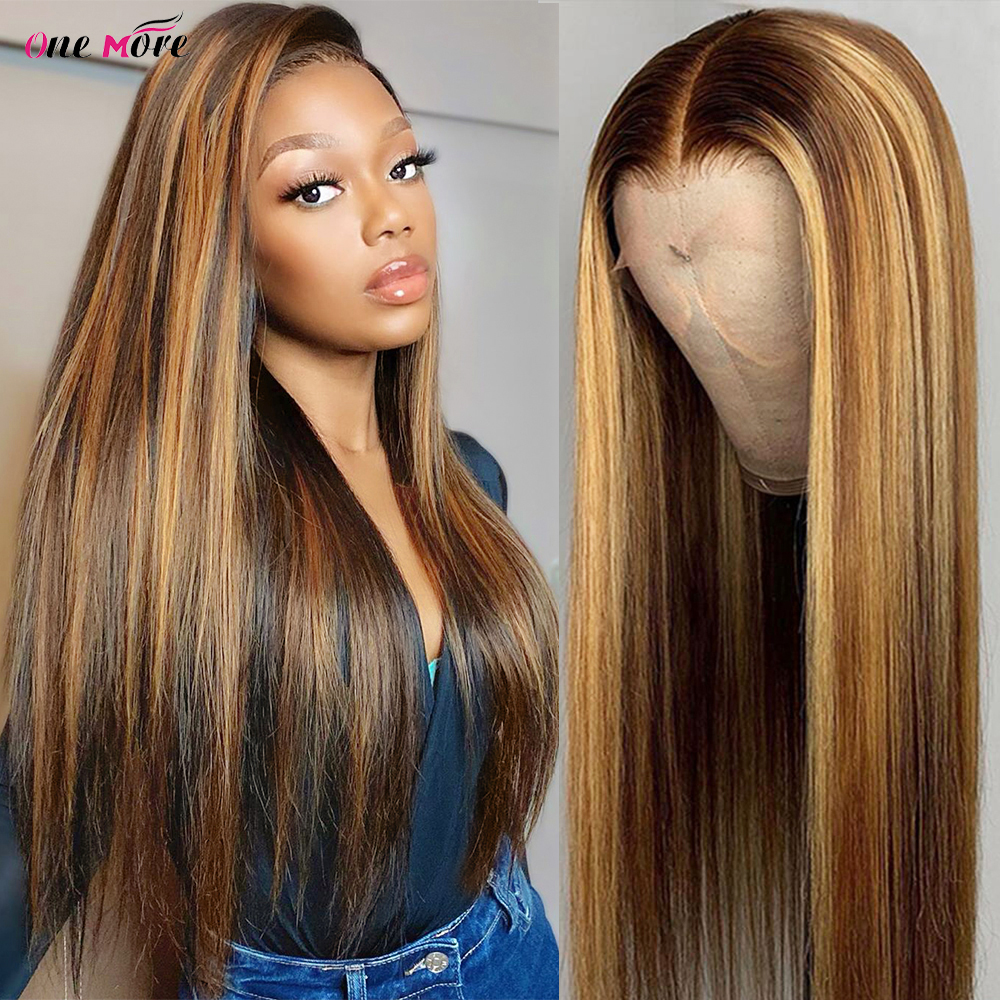 4 27 Highlight Wig Ombre Bone Straight Lace Front Wig 13x6 13x4 Brown Colored Lace Front Human Hair Wigs 4x4 Closure Wig 180%
