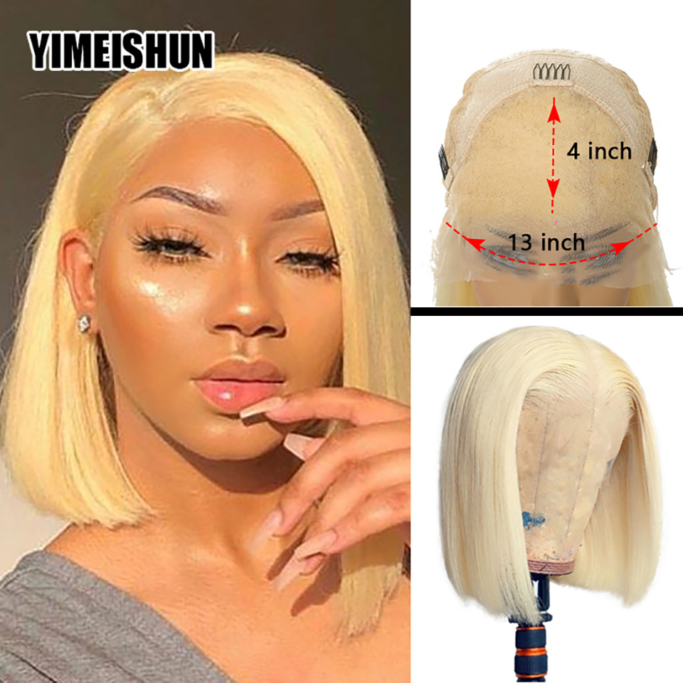 13x4 HD Lace Frontal Wig 613 Straight Bob Wigs Blonde Lace Front Wig Human Hair Wigs Transparent Lace Closure Wig With Baby Hair