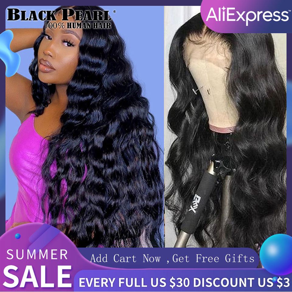 Black Pearl Body Wave Lace Front Wig  360 Lace Fronal Wig Brazilian 4x4 Lace Closure Pre-Plucked Lace Front Human Hair Wigs