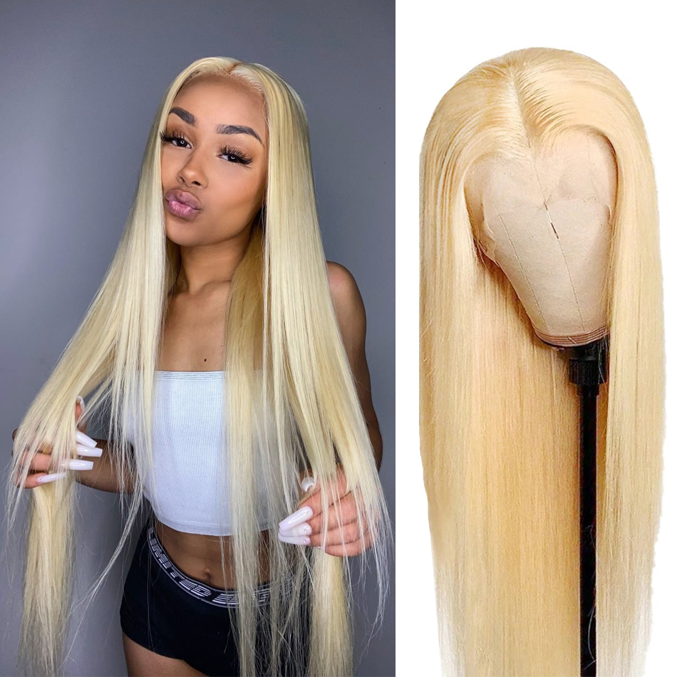 Glueless 13x4 Lace Front Human Hair Wigs 30 Inch 613 Blonde Brazilian Virgin Frontal Straight 5x5 Closure Wig180% Density