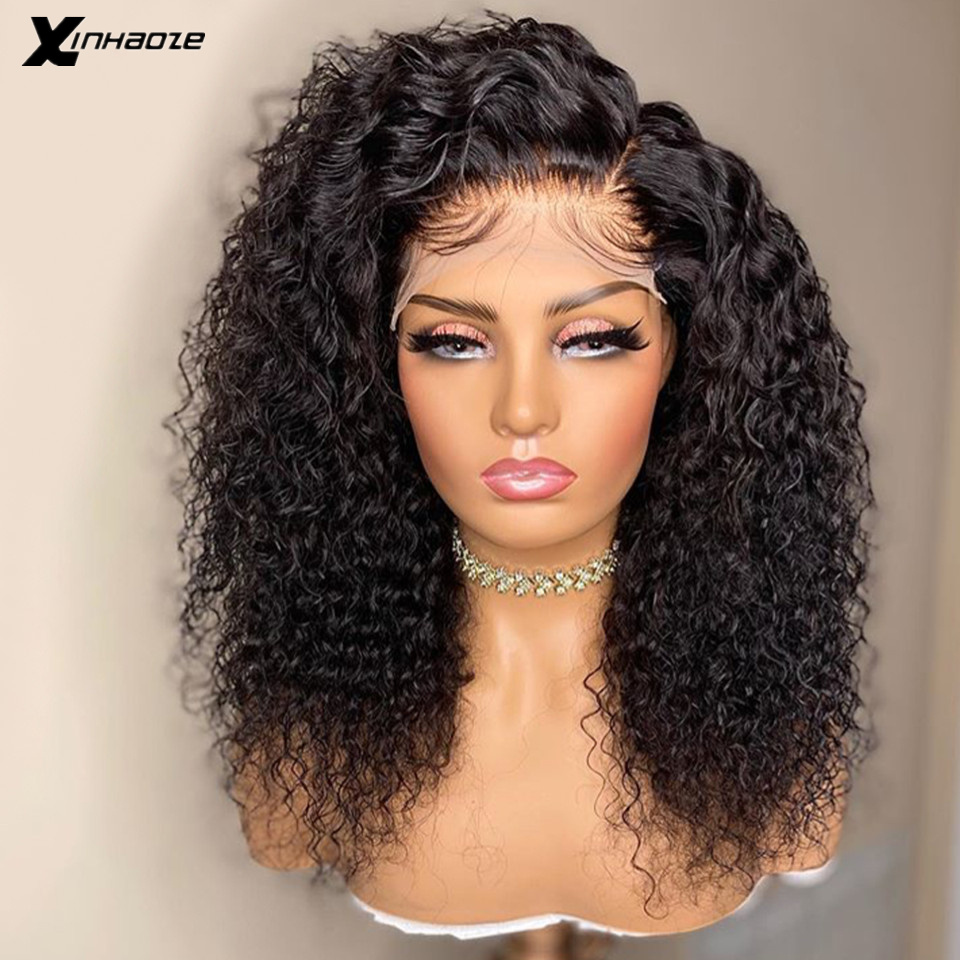 Brazilian 13x4 Lace Frontal Human Hair Wigs with Baby Hair 250 Density Kinky Curly 4x4 5x5 Silk Base Lace Closure Wigs For Women