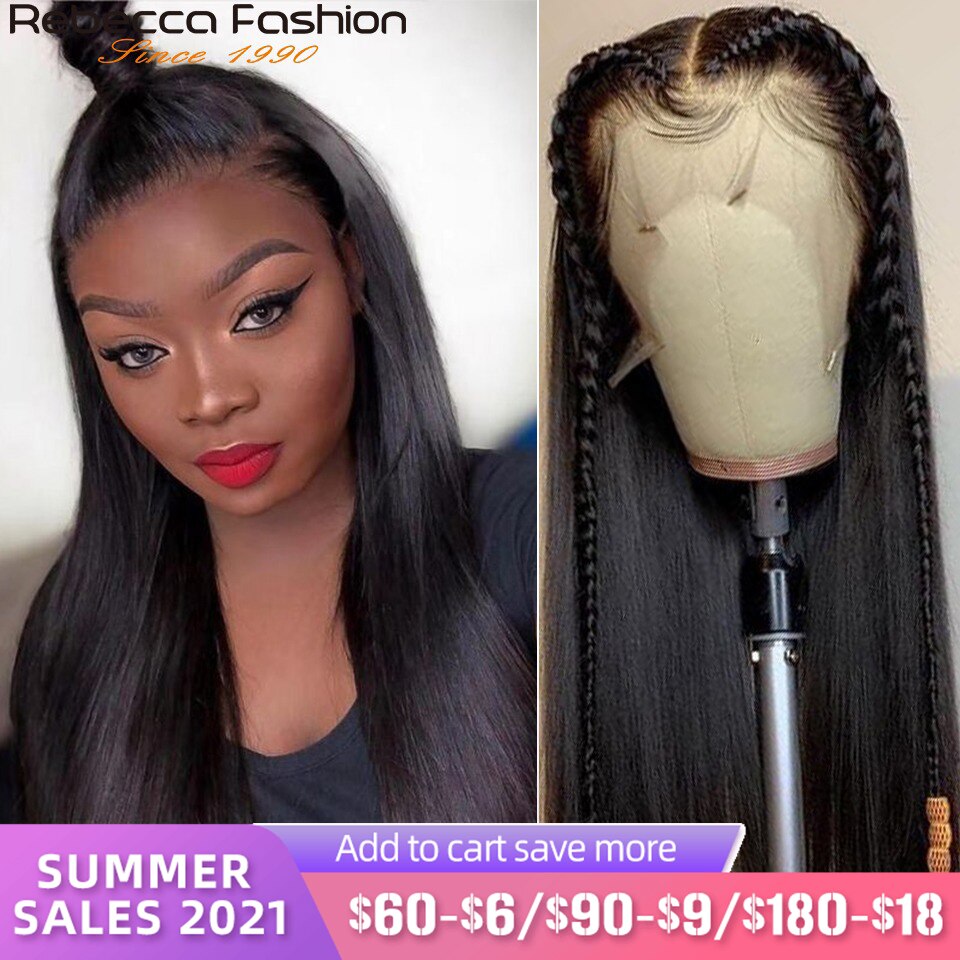 Rebecca Straight 360 Lace Frontal Wig Human Hair Part lace Closure Wigs Pre Plucked Brazilian Straight human Hair Lace Front Wig