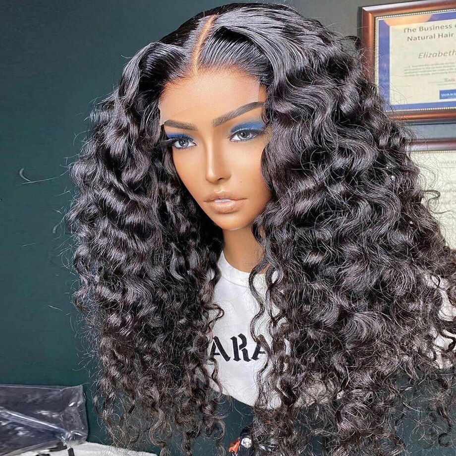 13x4 Water Wave Lace Front Wigs For Black Women Pre Plucked With Baby Hair Frontal 30 Inch Brazilian Remy Curly Human Hair Wig