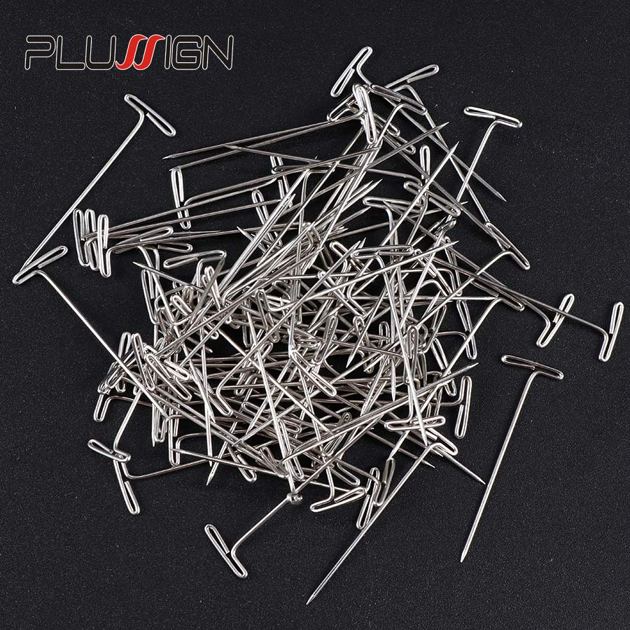 100 Pcs T Pins Needle For Wig On Foam Head Style Head Sewing Hair Salon Tools T-Pins Wig Pin For Block 1 Box 100Pcs