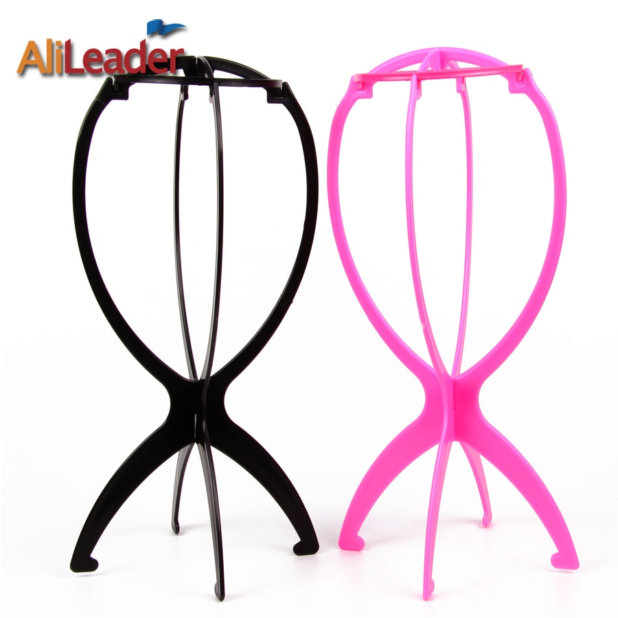 Top 10Pcs Stable Durable Wig Stand For Beauty Salon Use Plastic Folding Wig Hat Cap Display Holder Stand Tool Pink Black Color
