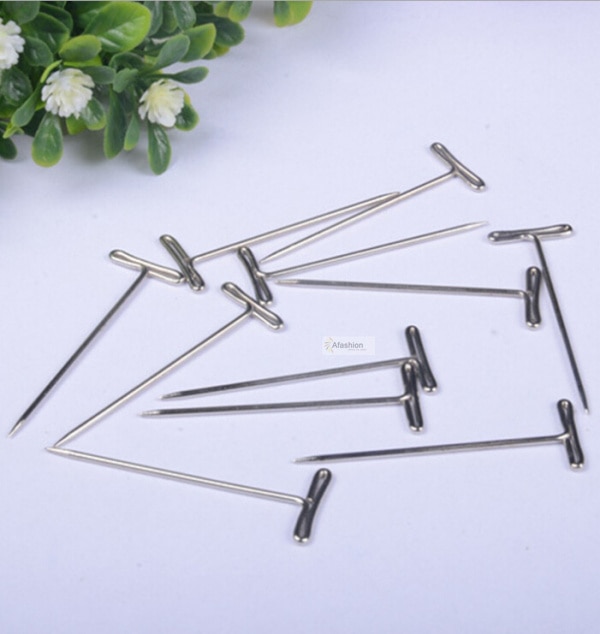 12pcs T pins for wig on foam head style t pin needle brazilian Indian mannequin head type sewing hair salon styling tools