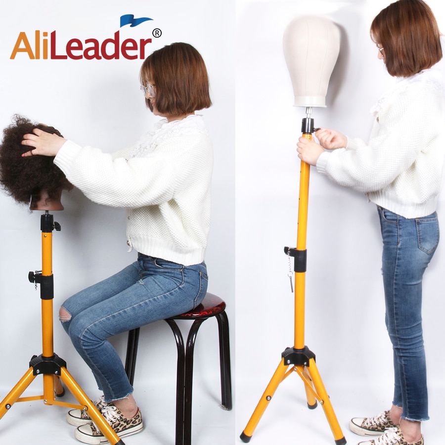 Alileader 2021 New Adjustable Mannequin Head Tripod Black Gold 125 Cm Canvas Mannequin Head Wig Stand Tripod Wig Making Kit штат