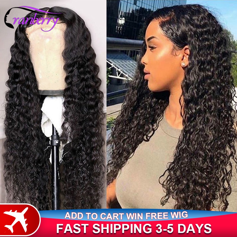Cranberry Hair 4X4 Lace Closure Wig Remy Brazilian Deep Wave Wig 13x4 Lace Front Human Hair Wigs For Women Pre Plucked Hairline