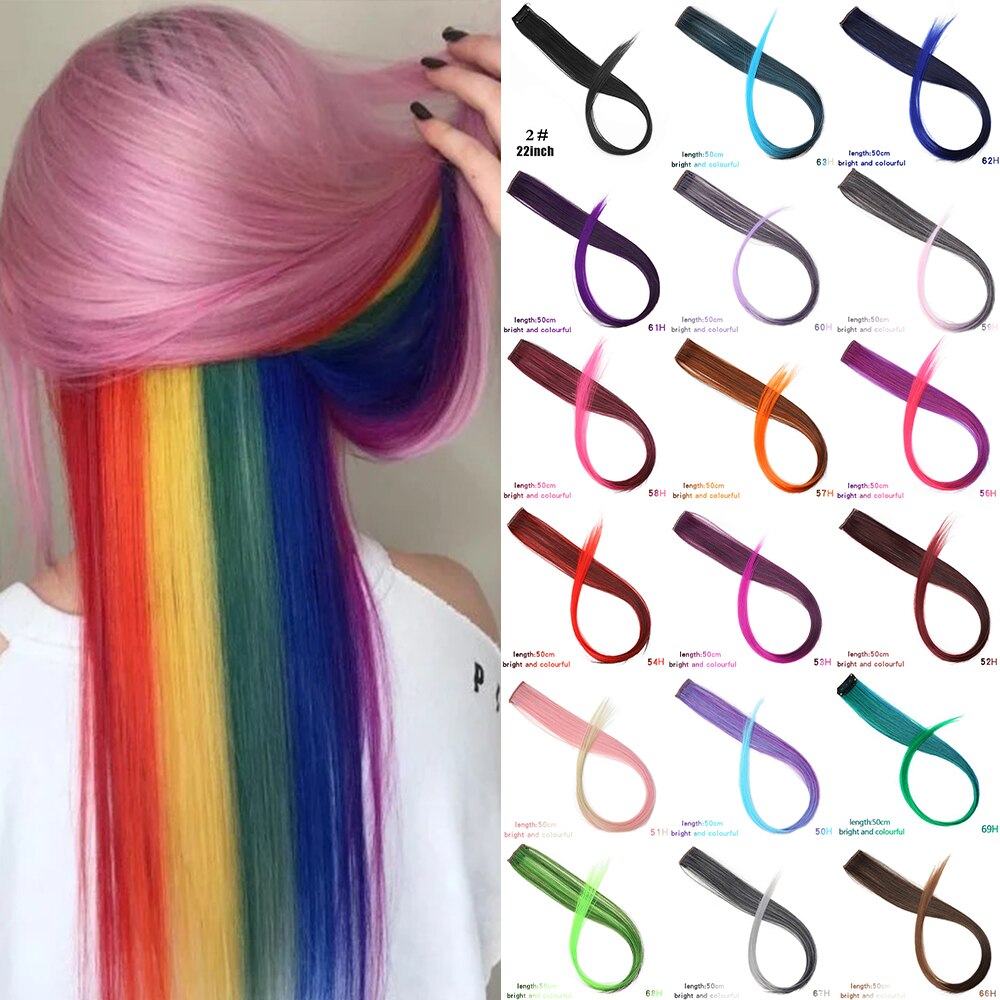 Pageup Clip-In One Piece For Ombre Hair Extensions Pure Color Straight Long Synthetic Hair Fake Hair Pieces Clip In 2 Tone Hair