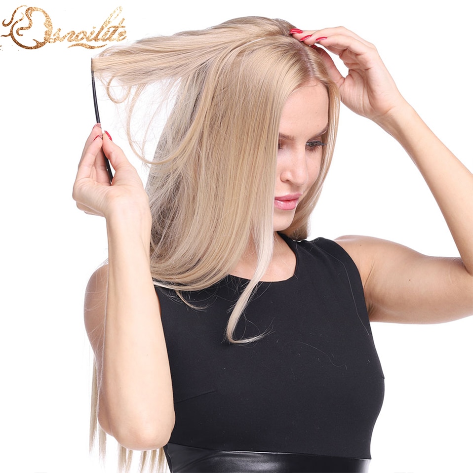S-noilite 20inch Invisible Wire Synthetic No Clip One Piece Hair Extension 64 Colors False Hair Hairpieces For Women