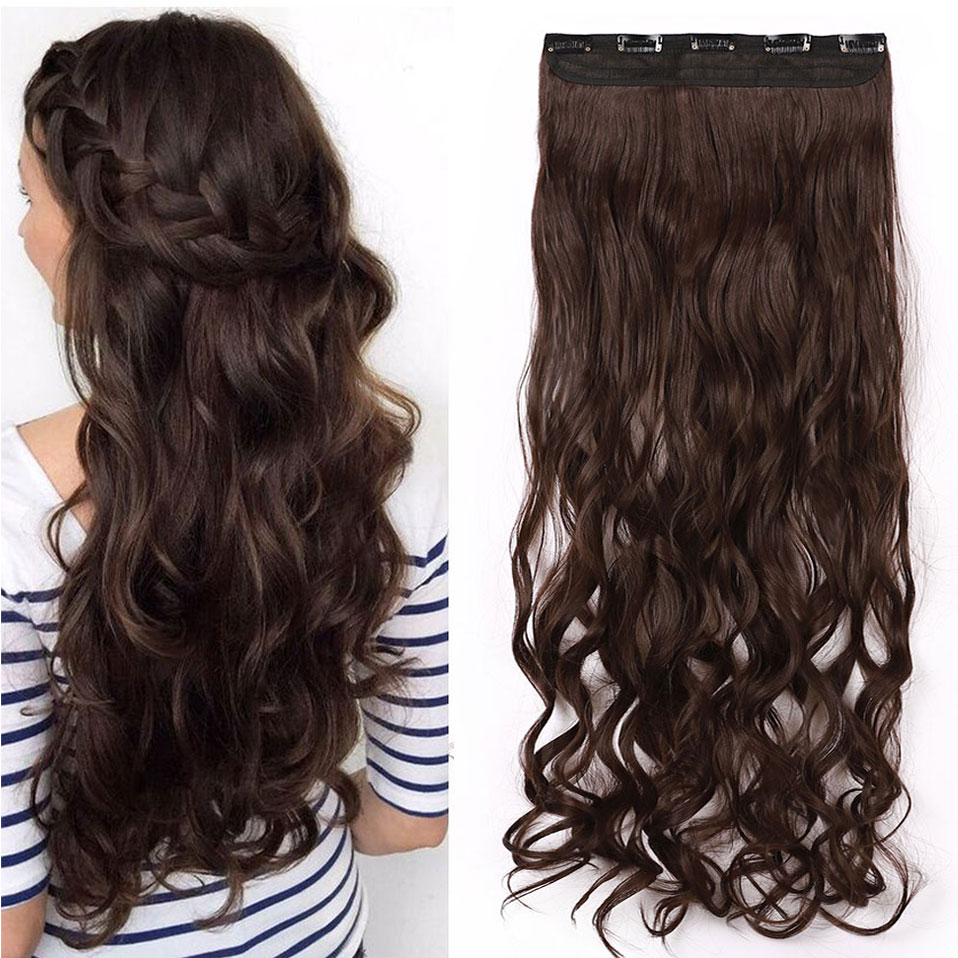 S-noilite Curly Clip in One Piece Hair Extensions Black Brown blonde Real Natural Synthetic One Piece hair extension hair