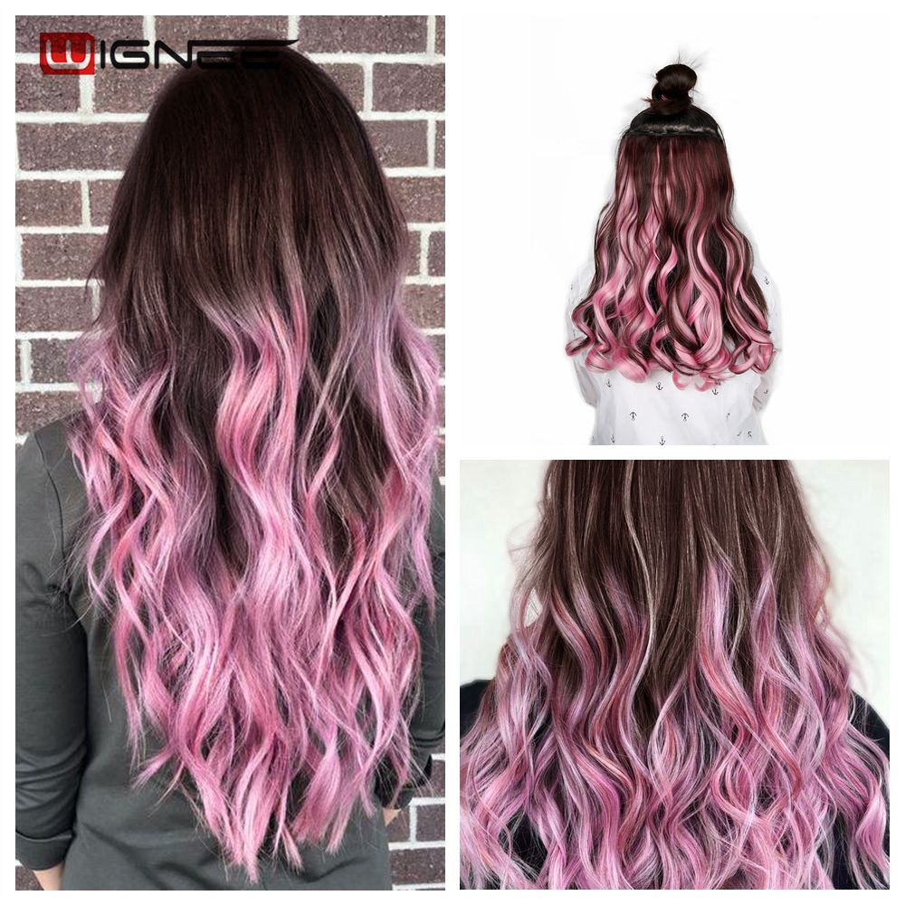 Wignee in one piece synthetic hair extension For Women High Temperature Heat Resistant Synthetic Fiber Hair Bundles Hair Wigs