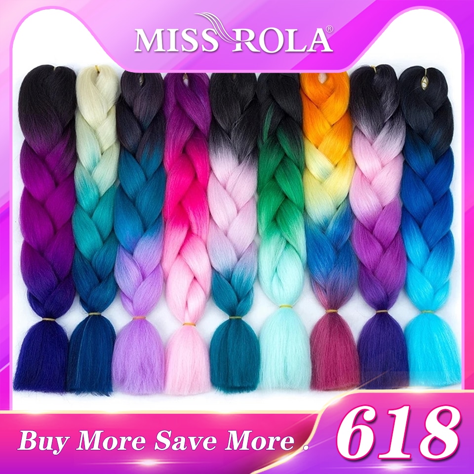 MISS ROLA 24Inch Glowing Twist Braids Braiding Hair Extensions Jumbo Braids Ombre Synthetic Hair Support Wholesale