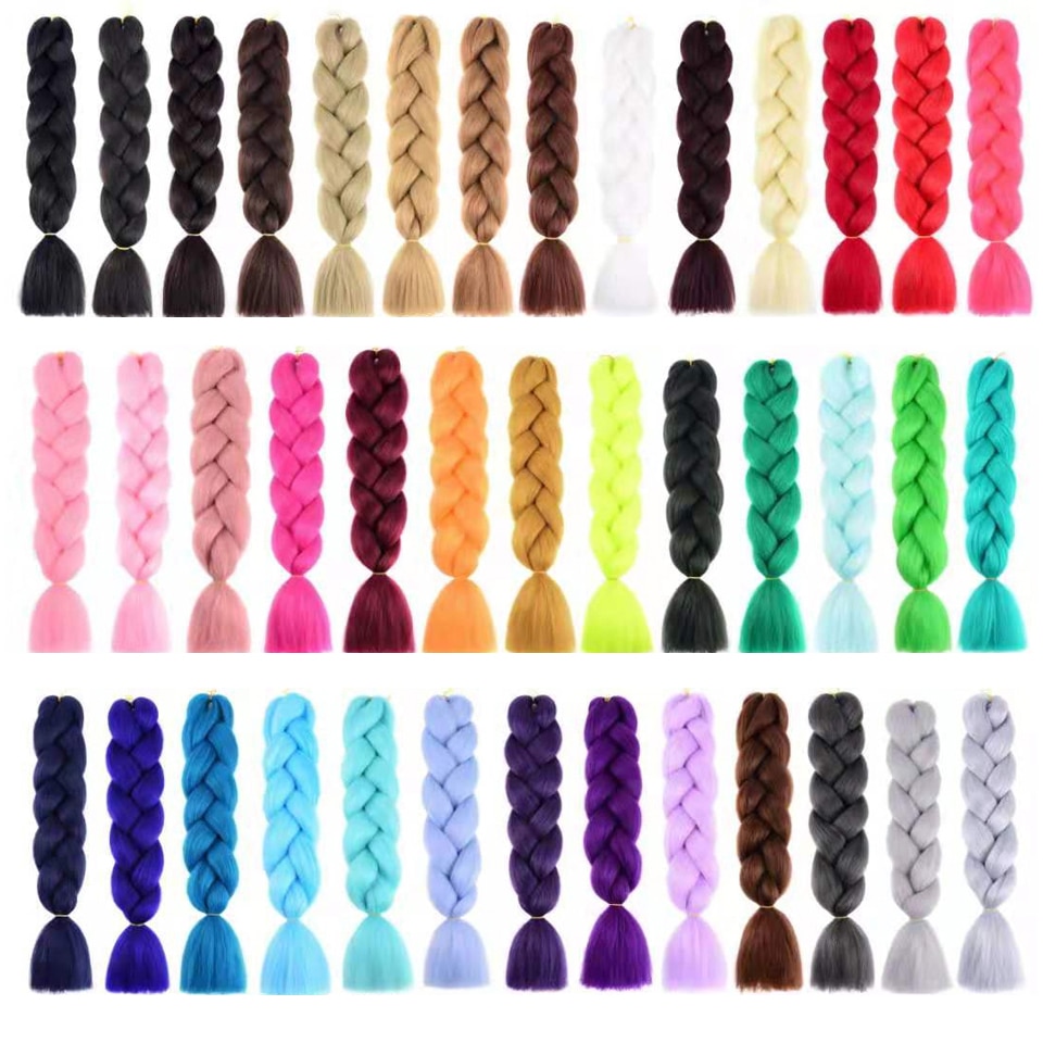 Miss Rola Support Wholesale  100g 24 Inch   Synthetic Jumbo BraidsPink Green Yellow High Temperature Fiber Ombre Hair Extensions