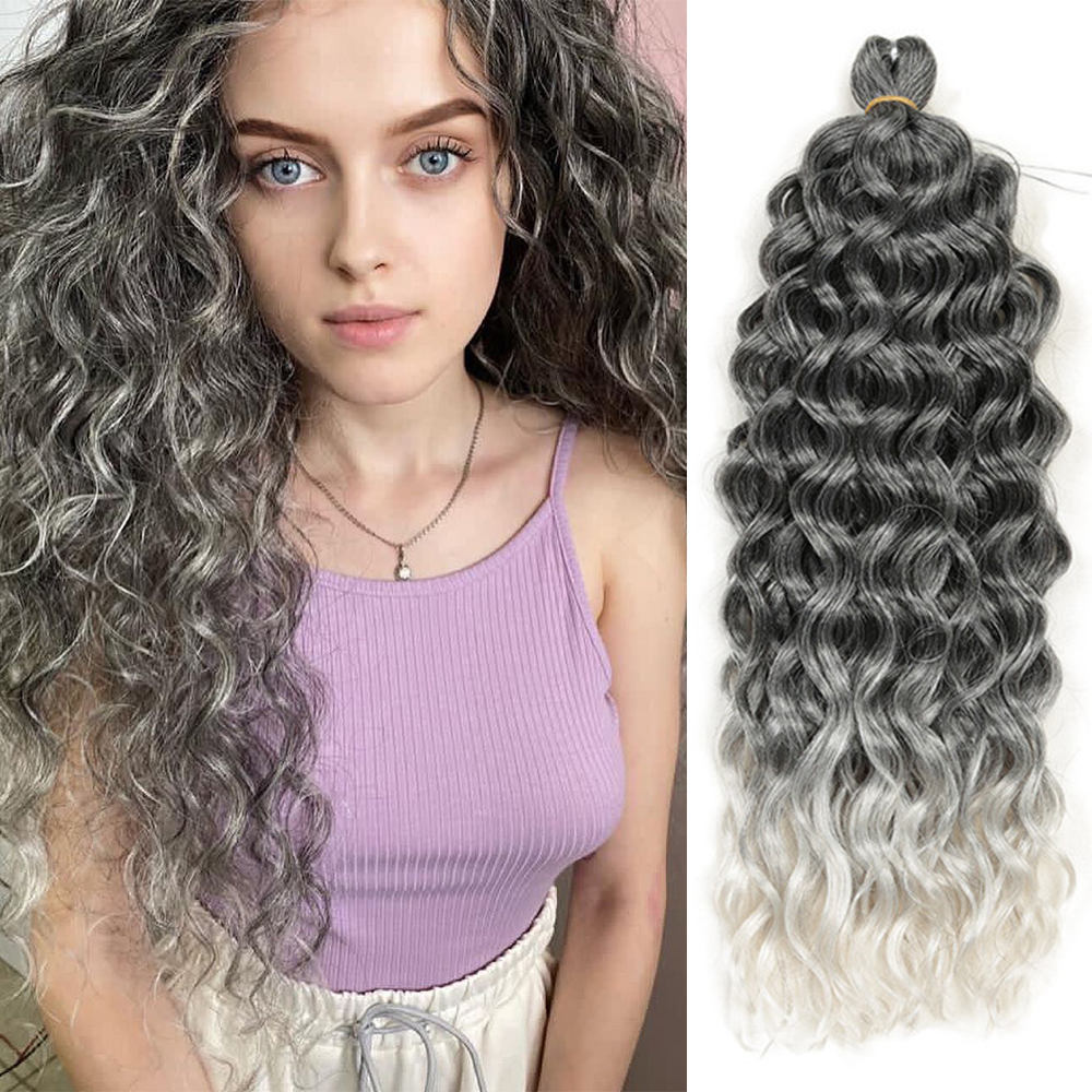 Synthetic Deep Wave Ombre Crochet Braid hair Extensions 18-24Inch Synthetic Crochet Twist Hair Braiding For Women Alibaby