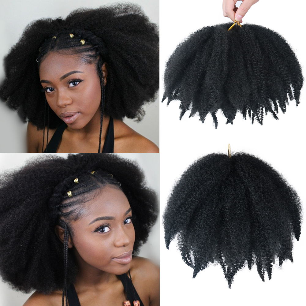 ONXY Short Marely Braids 8inch Fluffy Afro Kinky Curl Twist Crochet Braid Hair Yaki Curl Crochet Synthetic Braiding Hair