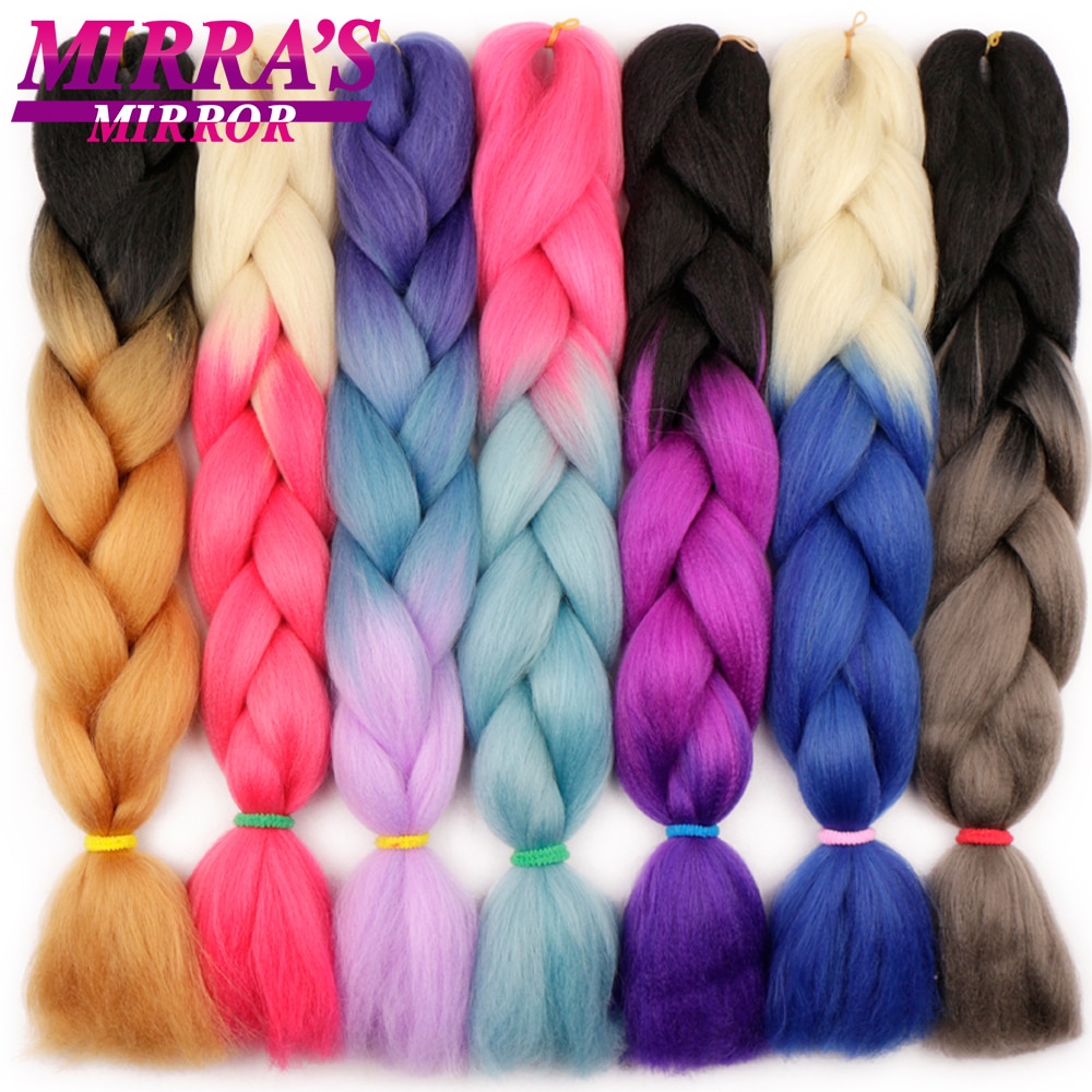 Mirra's Mirror 24inch Jumbo Hair For Braid Ombre Braiding Hair Extensions Synthetic Jumbo Braids Blonde Pink Golden Hair