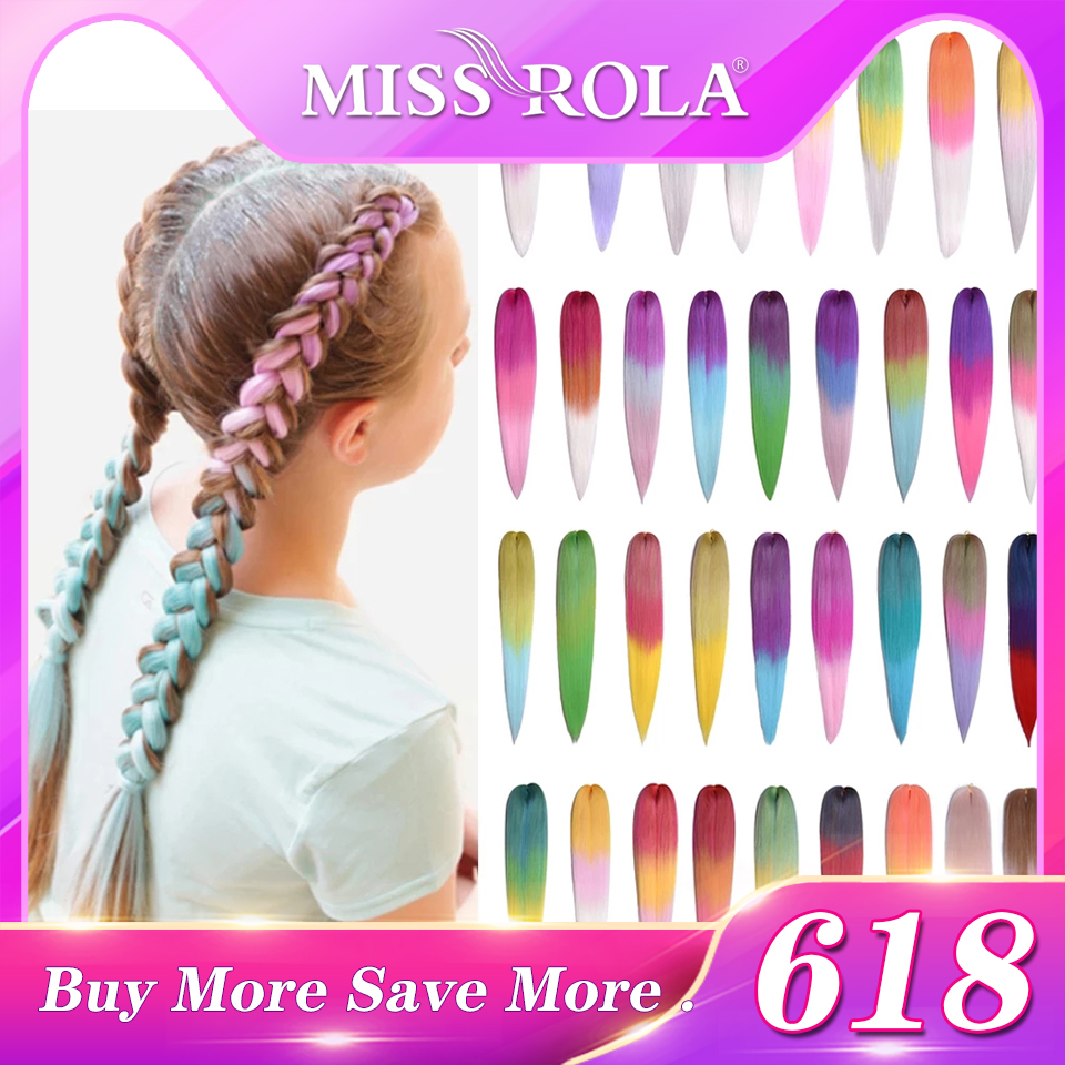 Miss Rola 24 Inches100g Yaki Straight Synthetic Hair Extension Pre Stretched Blonde Pink Jumbo Braids Wholesale Kanekalon Hair