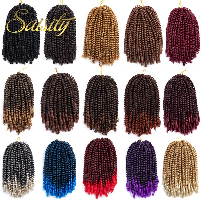 Saisity Ombre Hair Extension Crochet Spring Twist Crochet Braids Synthetic Braiding Hair Jamaica Bounce Twist