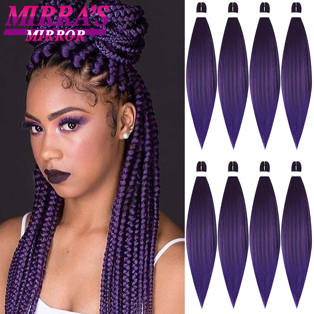 Mirra's Mirror Synthetic Braiding Hair Extensions Easy Jumbo Braids 26inch 20inch Pre Stretched Hair Hot Water Hair Purple Pink