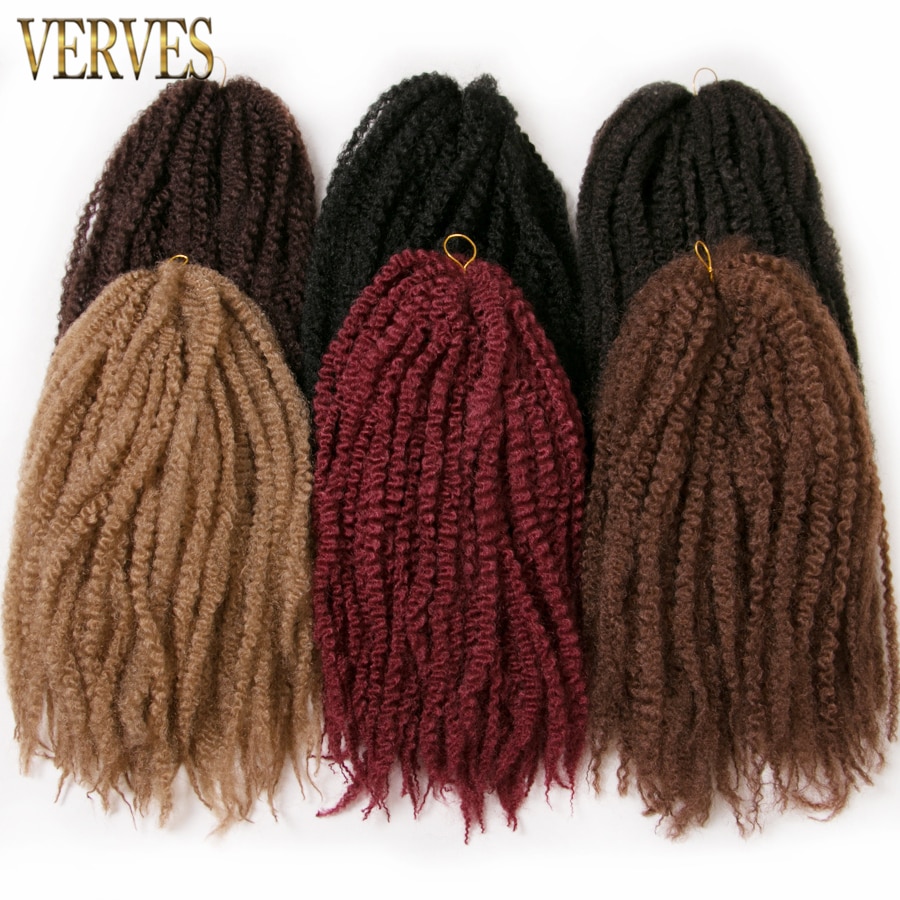 VERVES Afro Kinky Braiding Hair 18 inch Synthetic Crochet Marly Braids Hair extensions 30 strands/pack Natural black ombre