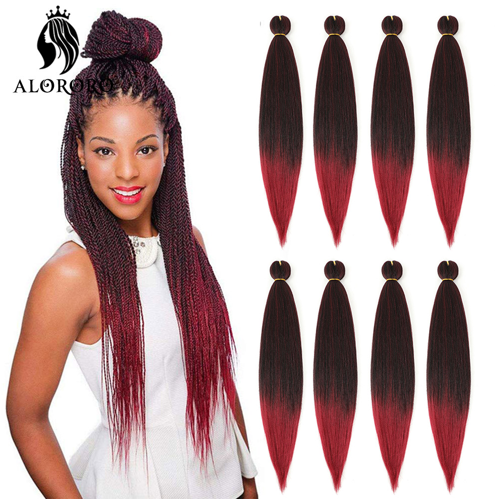 Alororo Ombre Easy Hair Braids Synthetic Jumbo Braids Afro Pre Stretched Braiding Hair Extension Hot Water Setting