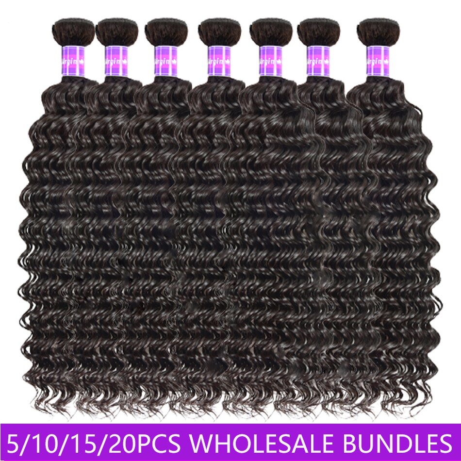 Deep Wave Human Hair Weaves Wholesale Bundles Price 3 6 10Lots Double Weft Human Hair Bundles 10A virgin Hair Extension Shuangya