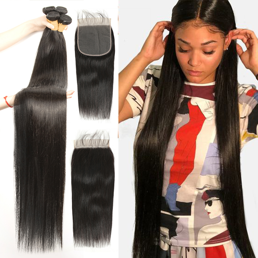 FDX Straight Bundles With 6x6 Lace Closure Brazilian Hair Weave Bundles With Closure Human Hair Bundles With Closure Remy Hair