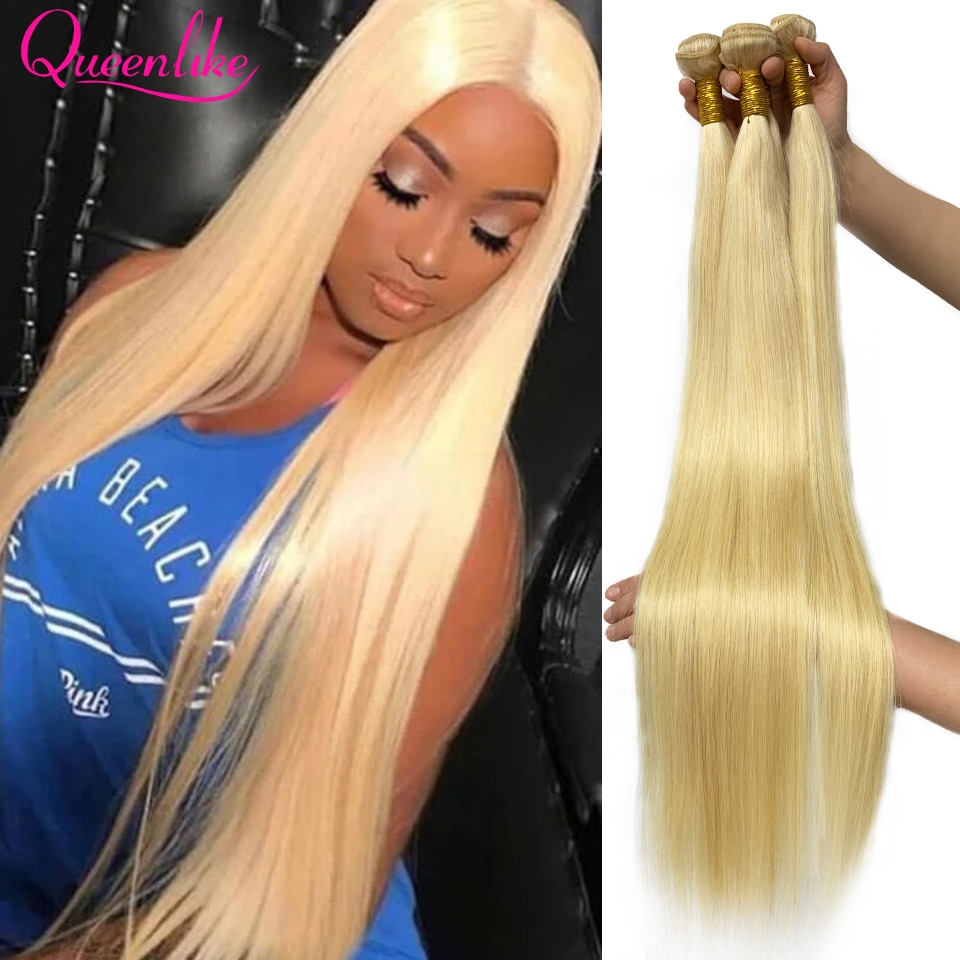 Blonde 613 Color 28 30 32 34 36 38 40 Inch Long Brazilian Straight Hair Bundle Human Hair Remy Brazilian Hair Weave Bundles