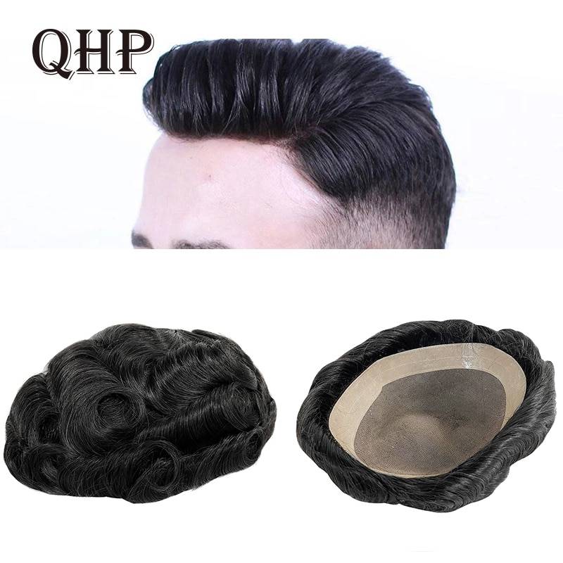 Men Hair Toupee Fine Mono Men's Wig Durable Capillary Prosthesis 6inch Handmade Mens Wigs Human Hair Tupee System 130% Density HAIR WIGS FOR MEN Toupees Toupee Size : 5x7|6x8|6x9|7x9|7x10|8x10|9x11 