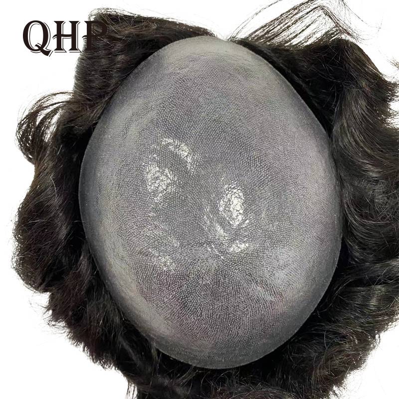 Men Toupee Handmade Wig Human Hair Replacement Systems PU Transparent Thin Skin 0.08-0.1mm Indian Natural Remy Hair 6inch HAIR WIGS FOR MEN Toupees Toupee Size : 6x8|7x9|8x10 