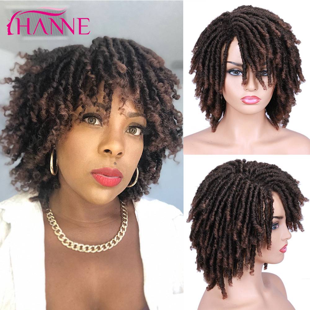 HANNE Short Dreadlock Wig Black/brown/red Synthetic soft faux locs Wigs Braiding Crochet Twist Hair Wigs For Black Women/Men HAIR WIGS FOR WOMEN Salon Wigs Color : 27 613|1B30|99J|1B|1B27 